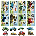 Set di 8 adesivi fai-da-te per bambini con veicoli da cantiere e trattori a fumetti - Veicoli da Cantiere della Fattoria