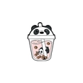 Detail of creative panda bubble tea enamel pin with cute boba animal design - Panda Milk Tea Style (XZ3706)