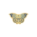Detailed close-up of blue butterfly brooch with golden celestial sun and moon patterns - Sun Eye Butterfly Style (XZ3819)