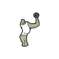 Spilla creativa in smalto con torso maschile muscoloso che solleva un manubrio nero - Stile Muscle Man (XZ3304)