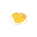 Emaille speldjesset met gele koekjes op een wit bordje met een gouden randje - Koekjesbord Stijl (XZ4023)