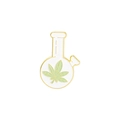 Cartoon-Emaille-Pin in Becherform mit weißem Bong-Design, grünem Blatt und Goldrand - Cannabisblatt Bong Form (WY1457)