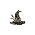 Spilla a cappello di strega in smalto nero con motivi floreali dorati e stelle - Nero (XZ3404)