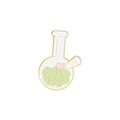 Emaille-Anstecknadel im Laborkolben-Design mit rosa Herz und grünem Botanik-Motiv - Grüne Pflanze Knospe Flasche (WY1458)