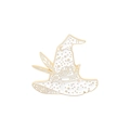 Spilla in smalto a cappello da strega bianco con motivi dorati di stelle e luna - Bianco (XZ3405)