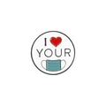 Enamel medical brooch with I Heart Your Mask design on a white circular metal badge - I Mask Your Face Style (xz4456)