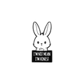 Cartoon white rabbit enamel pin with I'M NOT MEAN I'M HONEST slogan on black tag - Honest Rabbit (XZ3619)
