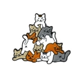 Niedliche Emaille-Anstecknadel mit bunten Cartoon-Katzen in Pyramidenform - Katzen Stapeln (XZ3130)