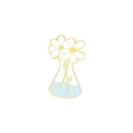 Daisy enamel pin featuring white flowers in a blue liquid conical flask with gold finish - Daisy Conical Flask Style (WY1460)