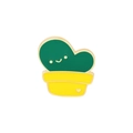 Pin's en émail cactus mignon avec visage souriant et petit détail de cœur doré - Style Cactus Cœur Souriant Pot Jaune (XZ3652)
