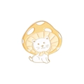 Cartoon white cat enamel pin with yellow spotted mushroom hat and bow tie accessory - White Cat With Yellow Mushroom Hat (XZ3291)