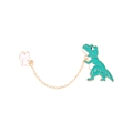 Spilla smaltata minimalista con coniglio rosa e dinosauro verde uniti da catena d'oro - Coniglio rosa e dinosauro verde (XZ4573)