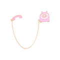 Set di spille smaltate a telefono retrò rosa con catena dorata e cuore sul disco - Telefono retrò rosa (XZ4574)