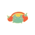 Cute enamel frog pin featuring a yellow crown and rainbow with red strawberries - Rainbow Crown Frog (WY2120)