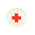 Round gold-rimmed COVID-19 VACCINATED enamel badge brooch with red cross symbol - White Red Cross Style (XZ4273)