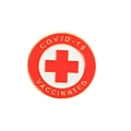 Round red and white vaccinated enamel pin with gold lettering for COVID-19 theme - Red White Cross Style (XZ4274)