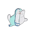 Niedliche weiße Cartoon-Katze Emaille-Pin mit blauem Rucksack-Zubehör für Kleidung - Weiße Katze Mit Rucksack (XZ5545)