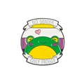 Cute green frog enamel pin with non-binary flag colors and NO GENDER ONLY FROGGY text - Slogan Rainbow Frog (XZ5907)