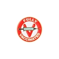 Round alloy badge with red V and Fully Vaccinated text for COVID-19 vaccine awareness - White Large V Syringe Style (XZ4625)