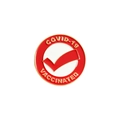 Round red and white Covid-19 Vaccinated enamel badge with gold metallic edges - Red White Check Sign Style (XZ4532)