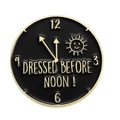 Creative black and gold enamel clock brooch with Dressed Before Noon text design - Dressed Before Noon Style (XZ6940)