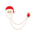 Christmas brooch with Santa Claus, red bell, and golden chains for festive outfits - Santa Bell Double Pin (XZ5296)