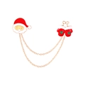 Christmas Santa and glove enamel brooch pins with gold double chain connectors - Santa Mitten Double Pin (XZ5297)