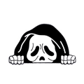 Spilla Ghostface in smalto bianco e nero, distintivo in metallo stile film horror - Teschio con Cappuccio Peeping (XZ7319)