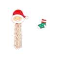Orecchini di Babbo Natale con nappe dorate e design a calzino festivo per Natale - Orecchini Nappa Babbo Natale Calza (XZ5310)