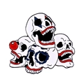 Punk alloy enamel pin with stacked clown skull design and colorful painted finish - Clown Stacked Skulls Style (XZ7321)