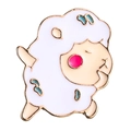 Macro detail of cute cartoon sheep brooch with colorful enamel finish and gold plated edges - Cute Cartoon Sheep Style (W7812)