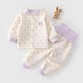 Pyjama matelassé en coton pour bébé avec motif floral violet et poignets côtelés - Taille 66 / Floral Violet