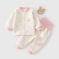 Ensemble thermique bébé en coton matelassé avec pantalon taille haute à fleurs roses - Taille 100 / Rose Fleuri
