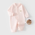 Tutina rosa in cotone per neonati con ricamo floreale e bottoni a pressione - Taglia 59 / Fiore Rosa