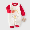 Wattierter Baby-Strampler in Rot und Weiß mit Dino-Print und praktischen Druckknöpfen - Größe 66 / Rot/Weiß-Cartoon Dino (保暖连体衣恐龙小乖)