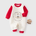 Gesteppter Baby-Strampler in Rot und Weiß mit Bären-Applikation und Druckknöpfen - Größe 66 / Rot/Weiß-Cartoon Bär (保暖连体衣布朗计划)