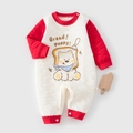 Gesteppter rot-weißer Baby-Strampler mit Comic-Hundemotiv für Herbst und Winter - Größe 66 / Rot/Weiß-Brot Welpe (保暖连体衣面包小狗)