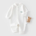 Body neonato bianco in cotone a maniche lunghe con toppa a fungo blu e bottoni automatici - Taglia 59 / Fungo Bianco