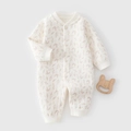 Tutina imbottita per neonato color crema con stampa di foglie e cotone trapuntato - 59 / Foresta di Bambù