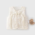 Gilet imbottito per neonati in cotone crema con ricami e bottoni cinesi classici - 73 / Beige