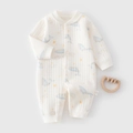 Cute newborn baby romper in beige with blue whale and star patterns made of soft cotton - 59 / Blue Dolphin