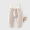 Beigefarbene Baby-Hose mit Rippenmuster, hohem Bund und Druckknopfverschluss - Größe 66 / Kaffee (Ohne Ausziehen)