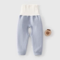 Pantalon thermique bébé bleu clair et beige avec texture en coton côtelé doux - 66 / Bleu