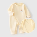 Light yellow cotton baby romper featuring a cute bear embroidery and side snap buttons - Size 59 / Yellow (Cloud Bear)