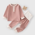 Baby Baumwollschlafanzug in Lotusrosa mit elastischer High-Waist-Bauchschutzhose - Größe 73 / Dunkelrosa