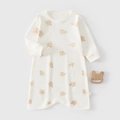 Sacco nanna per neonati in cotone a fiori con maniche lunghe in bianco crema - Taglia 73 / Fiore