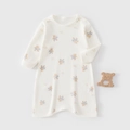 Creamy white long sleeve baby sleep sack with Trojan Bear cartoon pattern in soft cotton - 73 Size / Trojan Bear