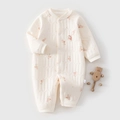 Barboteuse bébé en coton matelassé crème avec motifs animaux et boutons-pression - Taille 59 / Imprimé Petit Renard