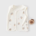 Infant pure cotton vest in off-white featuring Trojan Bear print and button closure - 66 / Bear Print