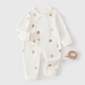 Tutina neonato 100% cotone con stampe di riccio e chiusura laterale a laccetti - 52 / Stampa Leone